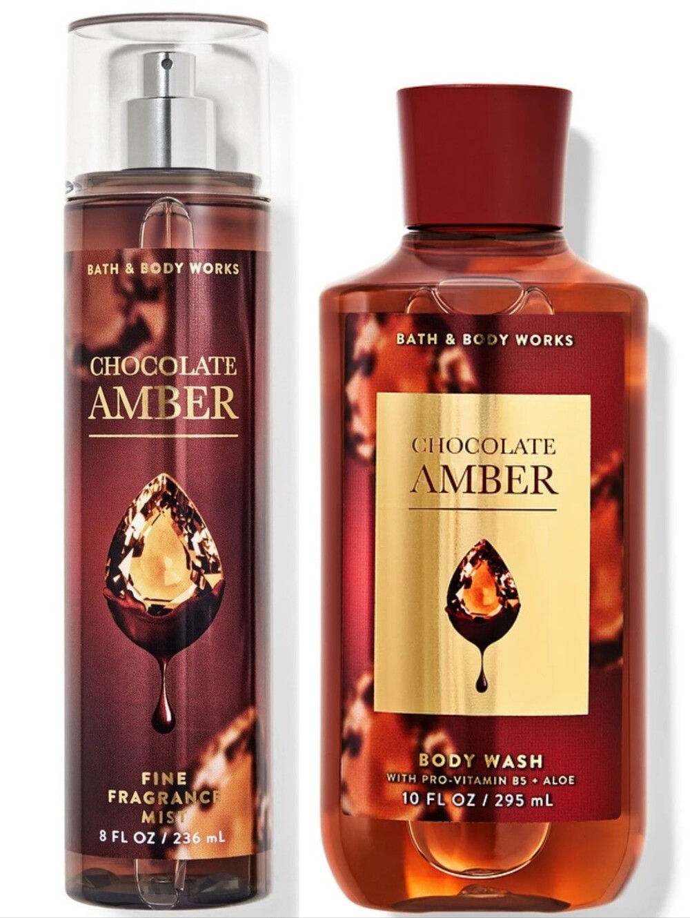 Bath & Body Works Chocolate Amber Fragrance Mist & Body Wash Set NEW RARE